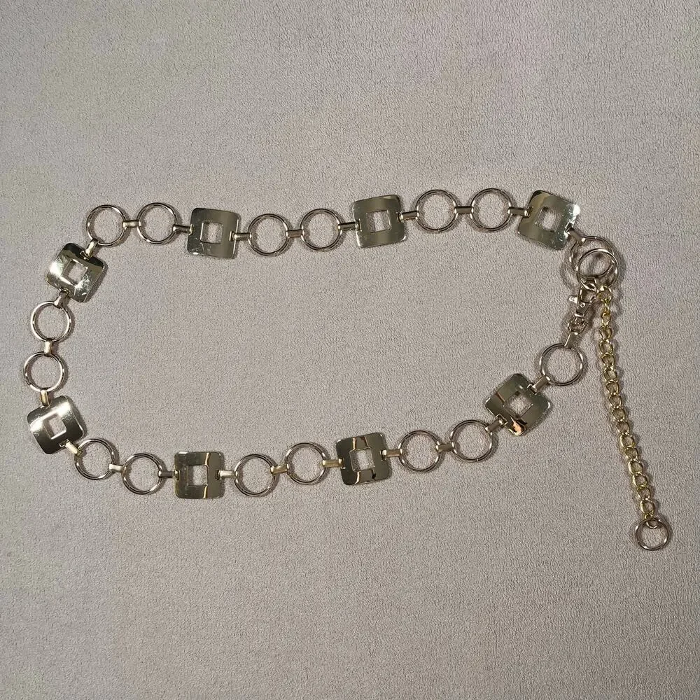 Vintage 90s Y2K Gold Metal Hoop Belt Waist Chain Retro Adjustable Fairycore
